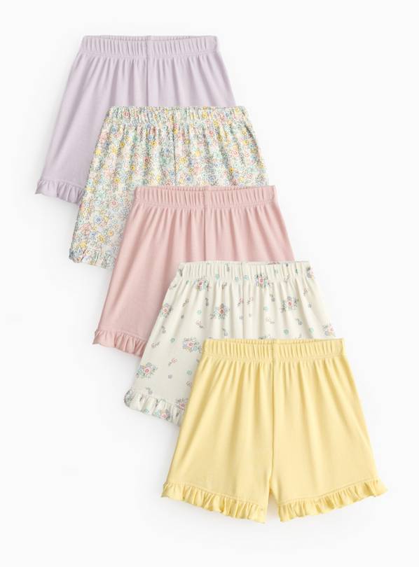 Floral & Pastel Ribbed Shorts 5 Pack 18-24 months